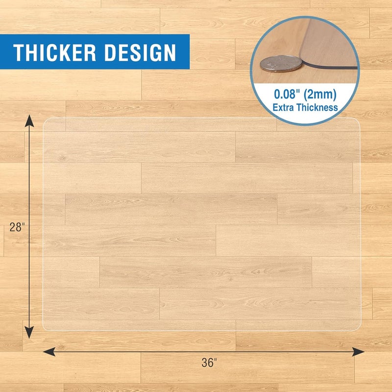 FUNMAT Clear Chair Mat, 36" x 28" Office Chair Mat for Hard Floors, Floor Protector Desk Mat for Gaming Chair, Vinyl Floor Mat for Home Office Kichen Living Room, Not for Carpet - Image 2